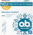 o.b. ProComfort Normal Tampon for Medium to Stronger Days, Ultimate Comfort* and Reliable Protection, Pack of 64