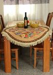 Tache 59 Inch Round Country Rustic Floral Woven Morning Awakening Tapestry Tablecloth