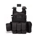 AZB Tactical Vest for Men Adjustable Airsoft Vest Quick Release Breathable Paintball Vest, Black