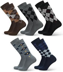 ANCHOR, Cotton Argyle Socks for Men Full Length, Formal Cotton Mens Socks, Free Size, Pack of 5