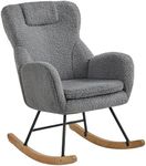 Yaheetech Rocking Chair, Boucle Fabric Tufted Rocking Chair for Nursery, Modern Armchair with Metal Legs and Wood Base, High Back Rocking Tub Chair for Living Rooms, Bedrooms, Dark Grey