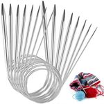 Dulooca 8pcs Circular Knitting Needles, Stainless Steel Knitting Needles Set, Crochet Knitting Kit in 8 Sizes for Weaving Project (2mm, 3mm, 4mm, 4.5mm, 5mm, 6mm, 7mm, 8mm)