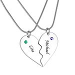 Personalized Engraved Stainless Steel Matching Heart Puzzle Pendant His and Hers Necklace Custom Couple Name Necklaces