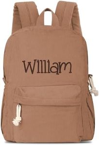 Personalized Corduroy Backpack Cute Baby Bag Backpack –Back To School Preschool Kindergarten Toddler Backpack for Boys and Girls (brown)