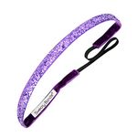 Sweaty Bands Womens and Girl Headband - Non-Slip Velvet-Lined Sparkle Hairband - Viva Diva Purple 1-Inch