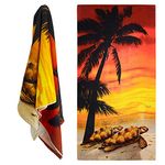 GEEZY Large Microfibre Beach Bath Towel Lightweight Sports Travel Gym Summer Towels (Sunset Tortoise)