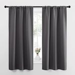 NICETOWN Grey Blackout Window Curtains 63 Inches Long 2 Panels for Kitchen, Short Small Room Darkening Curtains & Drapes, Thermal Insulated Rod Pocket Window Treatment Draperies for Bedroom, 34W x 63L