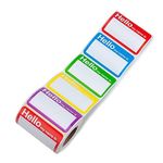 L LIKED 400 Pcs Hello My Name is Stickers, 3.5x2.25 Inches Colorful Adhesive Name Tag Stickers with Perforated Line for Clothes, Kids, School Activities, Office, Home