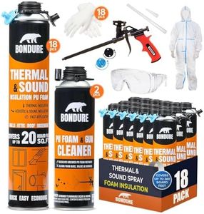 BONDURE Spray Foam Insulation Kit, 360 Sq.Ft. (18x27.1 oz.) Closed Cell Spray Foam for Attic & Walls, Fire Rated, Reduces Energy Bills, Spray Foam Gun Cleaner & Other Accessories Included