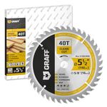 GRAFF 5-1/2-Inch 40-Tooth Circular Saw Blade for Wood Plywood Drywall MDF Plastic - Wood Cutting Saw Blade with 5/8-inch Arbor for Circular Saw and Table Saw Blade, Miter Saw Blade