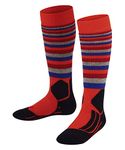 FALKE Unisex Kids SK2 Intermediate Stripes K KH Wool Warm Thick 1 Pair Skiing Socks, Orange (Samba Orange 8182), 6-8.5