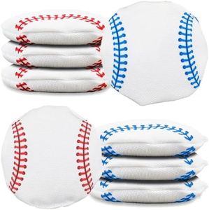 Libima 8 Pcs Football Baseball Soccer Basketball Cornhole Beanbags Tossing Game Bags Dual Sided Reliable Nylon Cornhole Bean Bags Party Supplies (Baseball)
