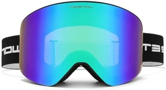 T3 Snow Ski Snowboard Goggles, Universal Fit, Magnetic Interchangeable Lens (Green)