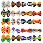 BIPY Halloween Dog Bowties for Pet Small Dogs Cats Puppy Bow Ties Necktie Adjustable Collars Assorted Styles for Party Grooming Accessories (Halloween bowties 20pcs)