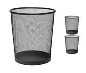 Lakeer Recycling Open Top Mesh Dustbin Trash Can Wastebasket, Dust Bin Without Lid, Round Metal Mesh Waste Basket for Home, Office, Large 33.2 cm, Black (Pack of 3)