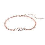 Evil Eye Bracelet for Women, Cuban Link Chain Bracelets Dainty Adjustable Everyday Jewelry Gift for Women Girls (Rose Gold)