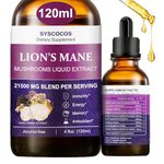 Lions Mane Mushrooms Liquid Extract, 4 oz Lions Mane Supplement Organic 8 Mushrooms Complex Extract Drops Up to 2 Month Supply 120ml