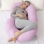 COOZLY C Shaped Pregnancy Pillow | Maternity Pillow|100% Cotton Removable Covers | Premium PregnoCare Fibres | Pregnancy Sleeping Pillow (02 Premium Lyte, Fuschia)