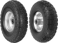 4.10/3.50-4 Solid Rubber Tire Wheels, 10 Inch Tire and Wheel Flat Free, for Garden Carts/Dolly/Trolley/Dump Cart/Hand Truck/Wheelbarrow/Garden Wagon (2 Pack)