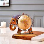 CraftVatika Home And Office Decorative Globe Metal Elephant Table Top Showpiece Globe,Home House Decoration items,Decor and Gift for Living room, Bedroom, Showcase,Office Desk,Interior (Type 1)