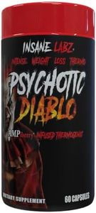 Insane Labz Psychotic Diablo Thermogenic Fat Burner for Men and Women with Grains of Paradise Theobromine Dandelion Root Extract Fueled by AMPiberry, Appetite Suppressant - 60 Servings