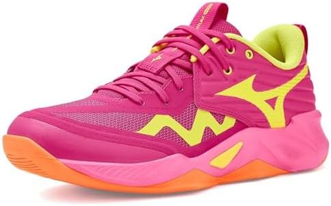 Mizuno Womens Wave Momentum Pro Volleyball Shoe, Pink Tetra-Fortune Yellow, US Womens 8
