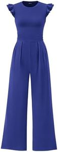 PRETTYGARDEN Cap Sleeve One Piece Jumpsuits for Women,Royal Blue,XXL
