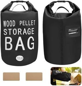 YIBOBO 32LB Waterproof Wood Pellet Storage Bag - 500D PVC Charcoal Storage Container with Dual Handles, Label Pocket & Buckle Seal for Grill Smoker BBQ Outdoor Use (2, 32LB-Black)