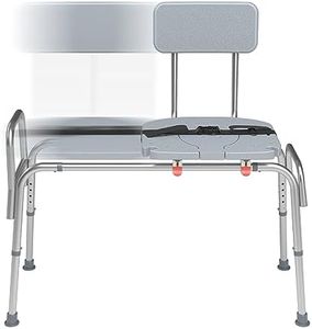 WAYES Transfer Bench for Bathtub & Shower, Sliding Shower Chair with Cutout for Additional Cleaning, Height Adjustable, Tool-Less Assembly