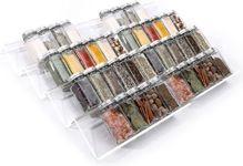 Delavala Spice Drawer Organizer, 4 Tiers 2 Set Clear Acrylic Slanted in Drawer Seasoning Jars Insert, Expandable From 13" to 26", Hold up 56 Spice Jars Kitchen Countertop Rack Tray