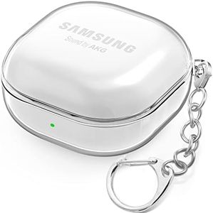 BEAUDOM Coque de protection transparente pour Samsung Galaxy Buds FE, Galaxy Buds 2 Pro, Galaxy Buds Pro, Galaxy Buds 2, Galaxy Buds Live [LED avant visible] [Avec mousqueton] Housse de protection et