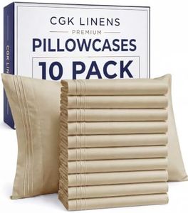 King Pillow Cases Set of 10 - Ultra Soft Hotel Quality Pillowcase Covers - Comfy & Wrinkle Free - Shrink, Stain and Fade Resistant - Easy-Care, Machine Washable Pillow Protectors - 10 Pcs Set - Beige