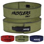 Hustlers Only Weight Lifting Belt with Lever Buckle Genuine Leather Gym Belt for Deadlift, Power Lifting, Workout Belt 10mm thickness for Back Support, Lifting Belt for Men and Women (S, Green)