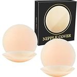 Nipple Cover 2 Pair, Hypoallergenic Silicone Pasties, Seamless and Sheer Adhesive, Reusable Invisible Sticky Breast Petals for Women, Nude Color