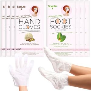 SpaLife Moisturizing Hand Gloves & Foot Mask Socks | Korean Skincare Set for Dry Cracked Hands & Dry Cracked Feet Callus Remover Alternative | Self Care Gifts for Women | 4 Hand, 4 Foot