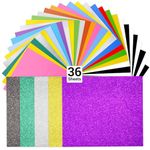 Heat Transfer Vinyl, Ohuhu 36 Pack Sheets Iron on Vinyl, Include 20 Assorted Colors + 5 Glitter Colors HTV Vinyls for DIY Iron on Fabrics T-Shirts Hats with Heat Press Machine & Craft Cutter Machine