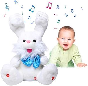 MIAODAM Peek A Boo Bunny Stuffed Animal, Singing Baby Toys for Kids, Children Song & Lullabies Easter Bunny Rabbit Repeats What You Say, Bunny Baby Toys 6-12 Months Talking Singing with Floppy Ears