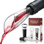 STEETURE Wine Aerator Pourer Spout and Wine Stopper Vacuum Pump, Wine Decanter with Aerator Improved Flavor Enhanced Bouquet Bubbles, Wine Gift Accessories Bottle Corks Saver Sealer No Drip No Spill