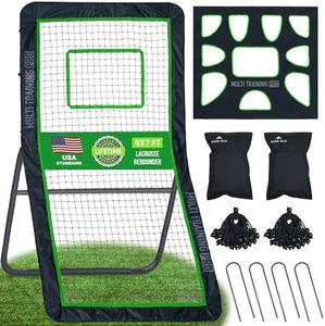 Heavy-Duty Lacrosse Rebounder for Backyard 4x7 ft Volleyball Rebounder Net Bounce Back with Adjustable Angles for Lacrosse Volleyball Baseball Soccer Includes Removable Target Net (Green