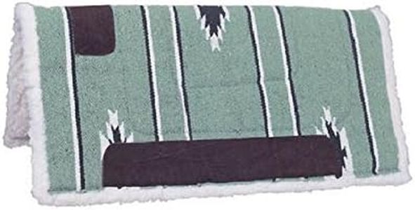 Tough 1 Tough-1 Square Saddle Pad/Fleece Bottom, Lime/Black/Cream