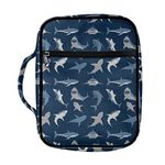 Poetesant Shark Bible Case for Boys Cartoon Sharks Book Cover Kids Ocean Theme Bible Handbag Purses with Handle Casual Book Protective Bag for Women