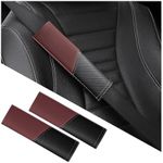 Mandark 2PCS Car Seat Belt Cover, Carbon Fiber Leather Vehicle Seatbelt Strap Protecors for Shoulder and Neck, Soft Safety Harness Auto Interior Pad Cushion Universal for SUV, Truck, RV（Red）