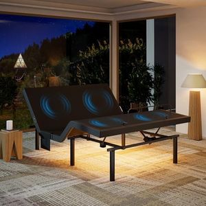 Marsail NS1 Queen Adjustable Bed Base with Massage- Smart Dual Motor Bed Frame with Wireless Remote, 3-Min Assembly, Zero Gravity & Anti-Snore Modes, Under Bed Lighting, 4 USB Ports