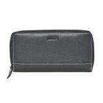 ROOTS Women's Genuine Leather RFID Protected Zip Around Wallet Double ID Window Money Organizer Clutch Purse, Black