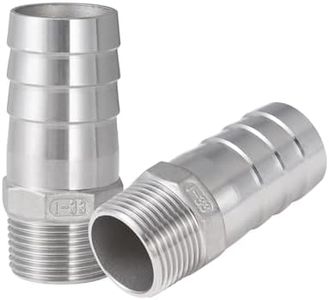 Walkinginrain 304 Stainless Steel Hose Barb Fitting, 1-1/4" Barb to 1" NPT Male Thread, Barbed Hose Fittings for Air Water Fuel, 2 Pack