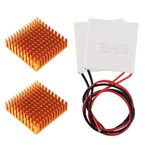 ALAMSCN 2PCS TEC1-12706 Thermoelectric Cooler Cooling Peltier Plate Module 12V 6A 60W Thermoelectric Peltier Cooler + 2PCS Heatsink 40 x 40mm