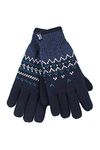 HEAT HOLDERS - Ladies Cute Striped Fairisle Warm Knitted Fleece Lined Winter Thermal Gloves (M/L, Navy (Trondheim))