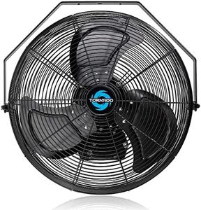 Tornado 18 Inch Outdoor IPX4 Water-Resistant High Velocity Metal Industrial Wall Mount Fan For Commercial, Industrial, Residential, Greenhouse Use 3 Speed 1/6 HP 6.6 FT Cord UL Safety Listed