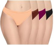 Pepperika Women Stretchable Cotton Low Rise Sexy G-String Thong Panty No Panty Lines Under Fitted Outfits Bikini Style Underwear (Size S Pack of 4) (Colours May Vary) Multicolours