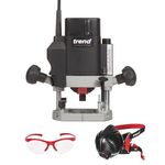 Trend T5 Router & Safety Set, T5EK/MK2 Variable Speed Plunge Router (1000W, 1/4 Inch, 240V), Dust Mask & Safety Glasses, T5/Safe/Set